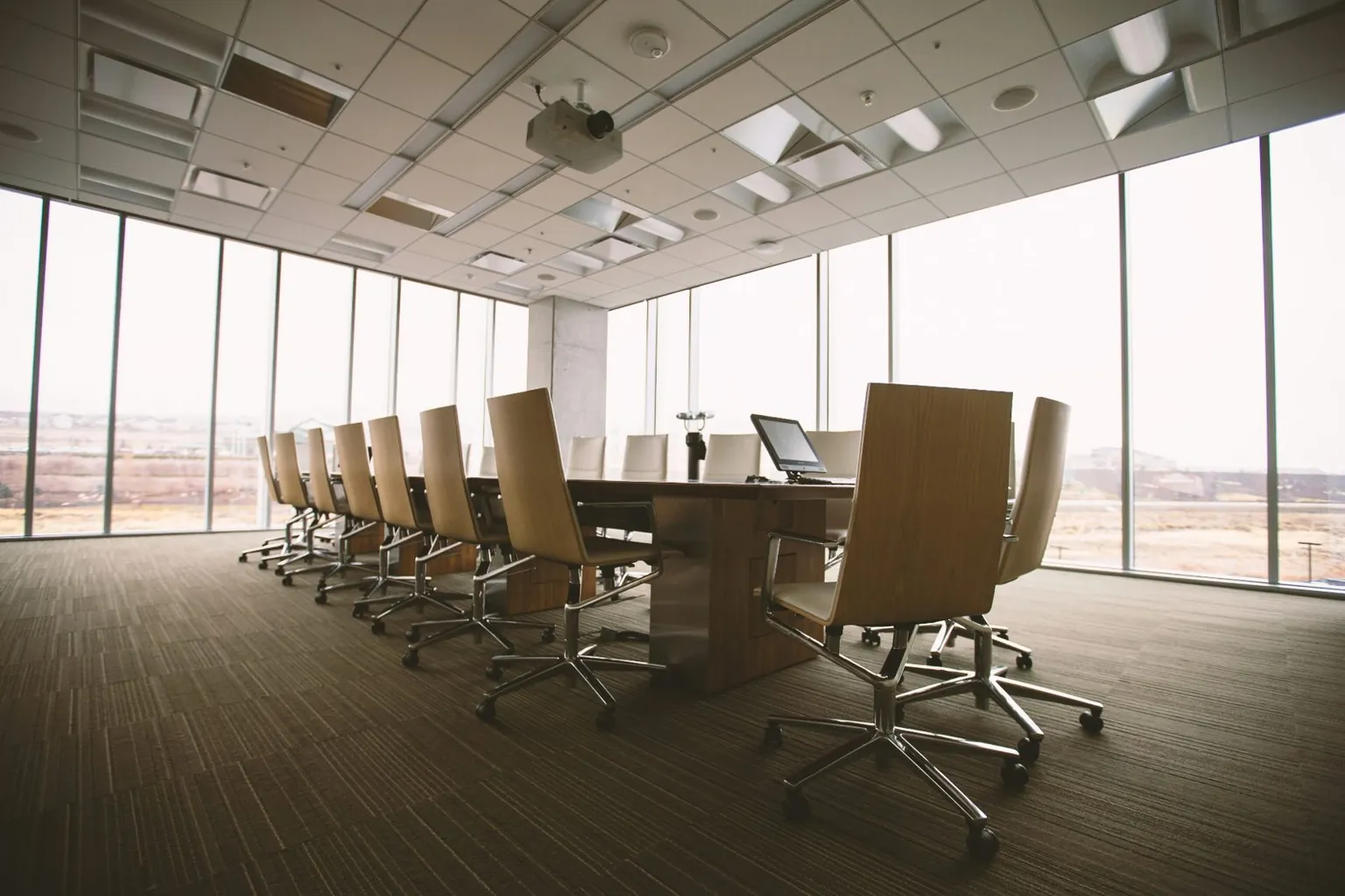 Empty modern boardroom ready for a strategy planning session
